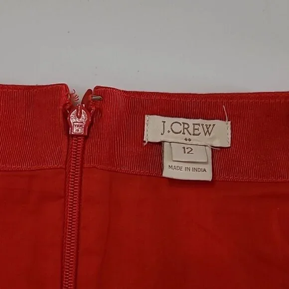 J Crew Red Crocheted Lace Trim Pencil Skirt size 12 - Picture 3 of 8
